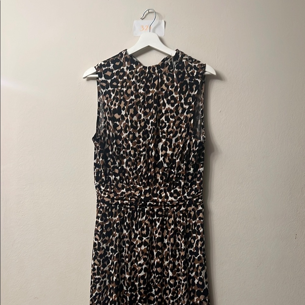 Leota Smocked Black and White Midi Sundress animal print